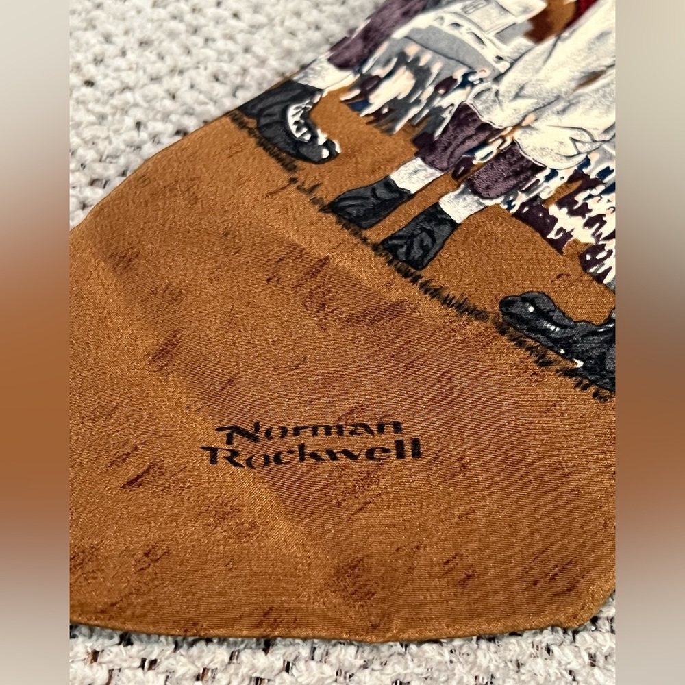 Vintage 1994 Norman Rockwell Football Coin Flip‎ Men’s Neck Tie - Picture 3 of 9